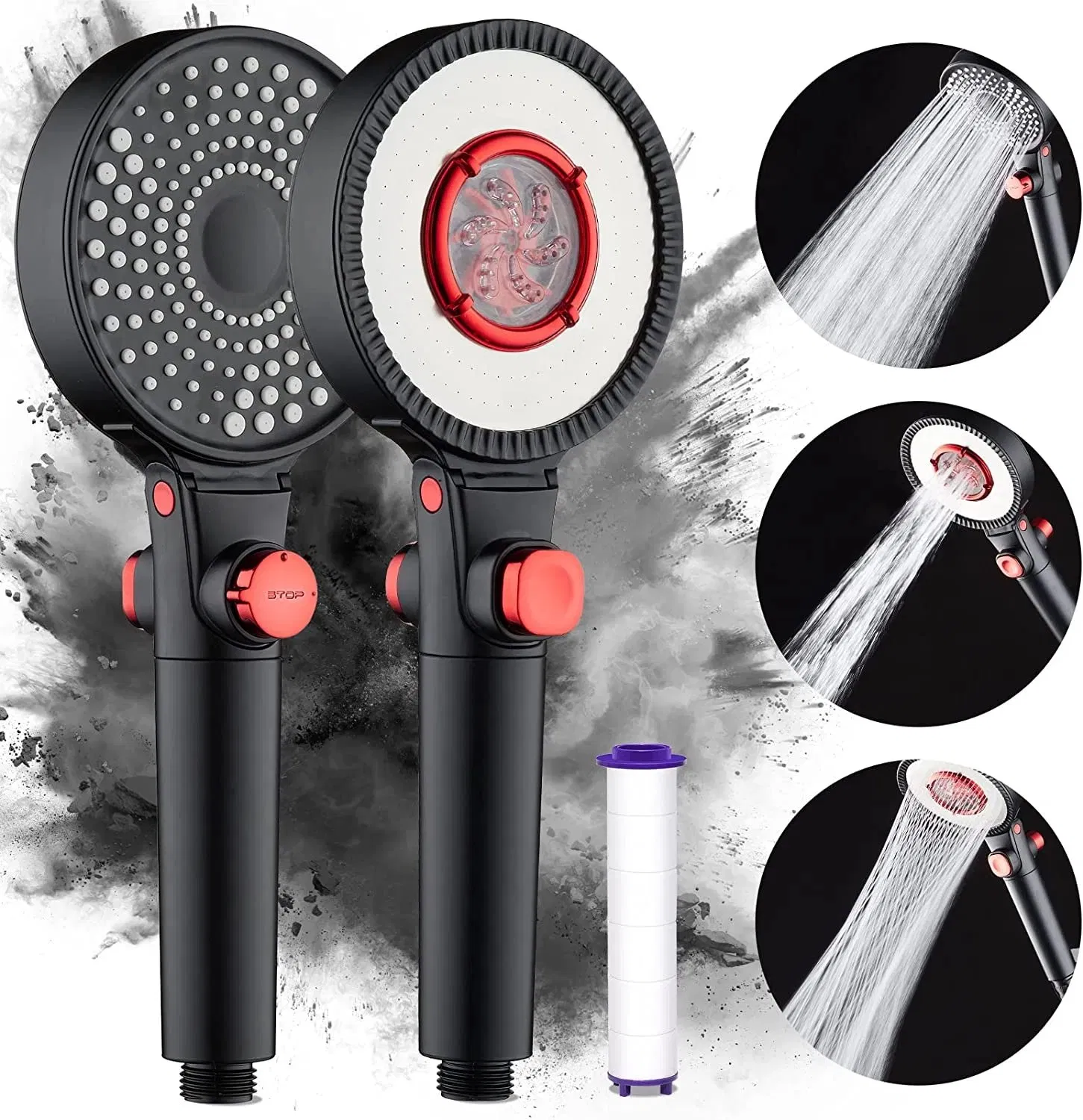 Hot Selling New Design 3 Function High Pressure Water Saving Bathroom Handheld Shower Head, One Click Water Stop Button