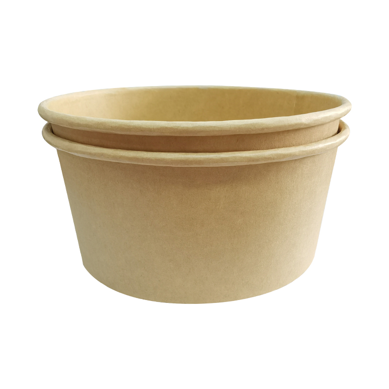 Factory Directly Provide Fashion Disposable Kraft Paper Bowl with Pet Lid Salad Bowl