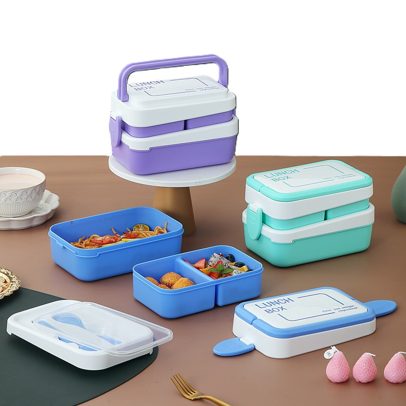 Stylish Double-Layer Bento Box with Smart Compartment Design