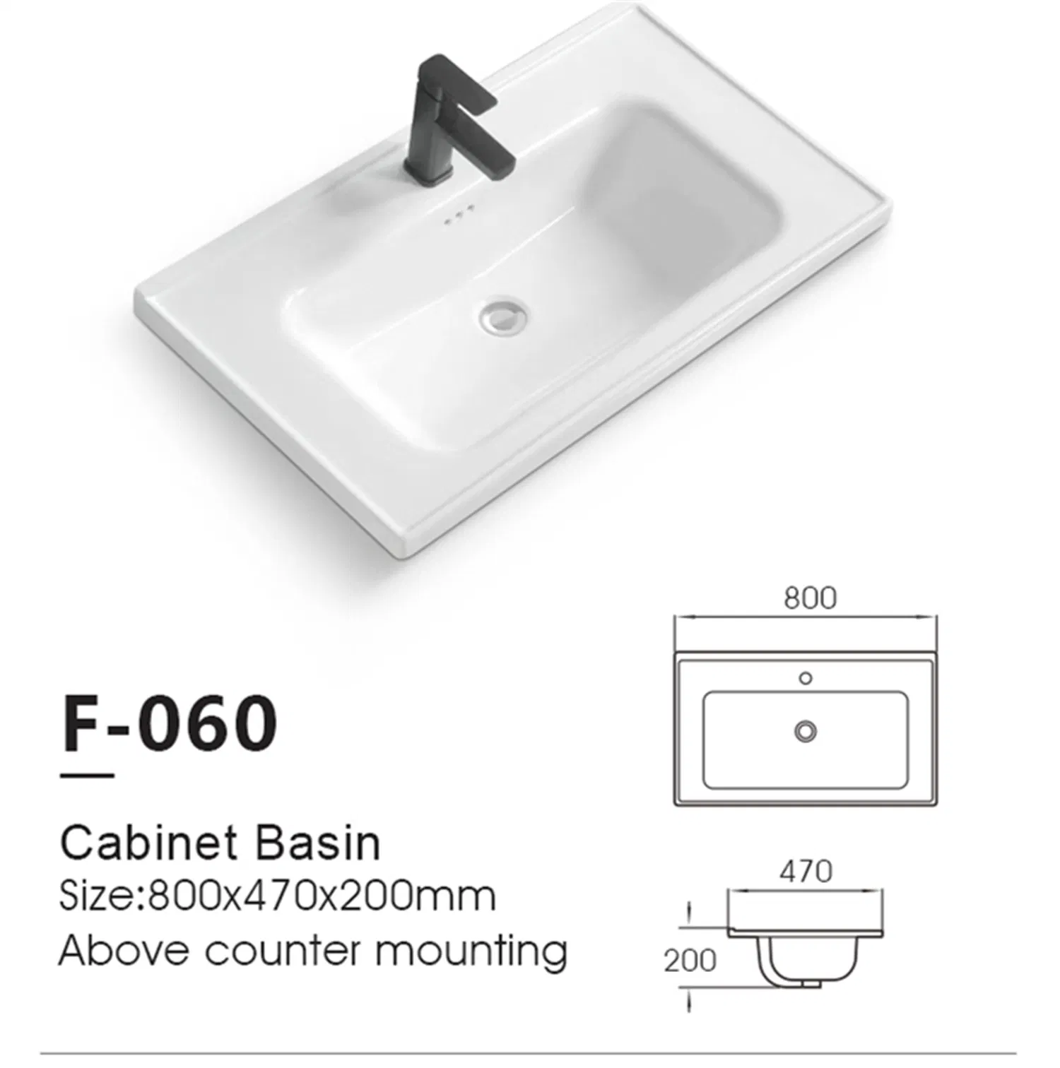 Good Price Sanitary Ware Above Counter Mounting Ceramic Cabinet Basin