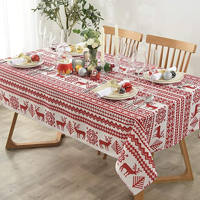 Red Rectangular Tablecloth Light Luxury Festive Custom Logo Event Tablecloth
