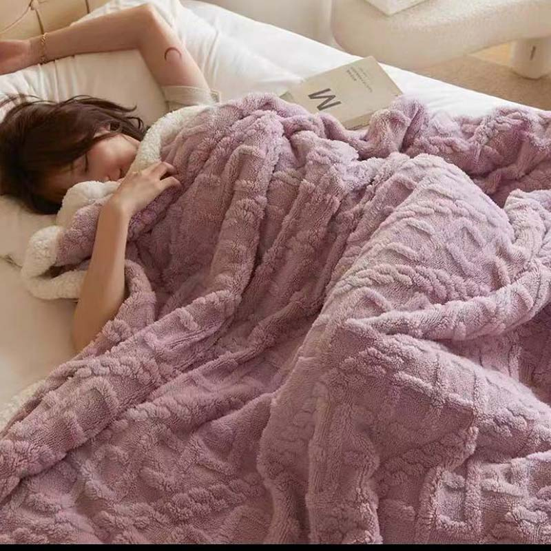 Polyester Jacquard Flannel Blanket of Bed Sheets Throw Faux Fur Blanket