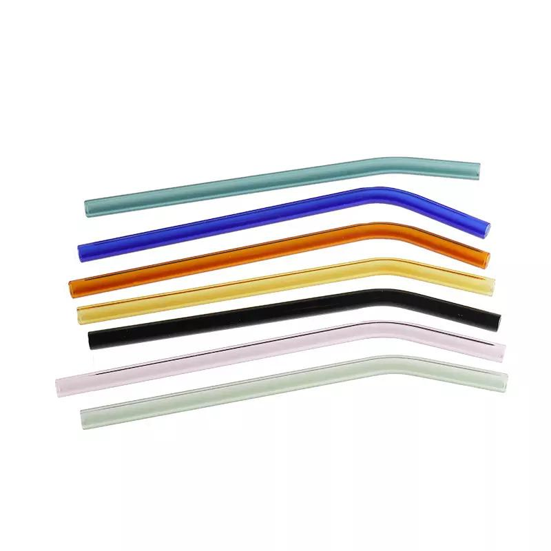 Reusable Bent Glass Drinking Straws for Beverages BPA Free Glass Straw