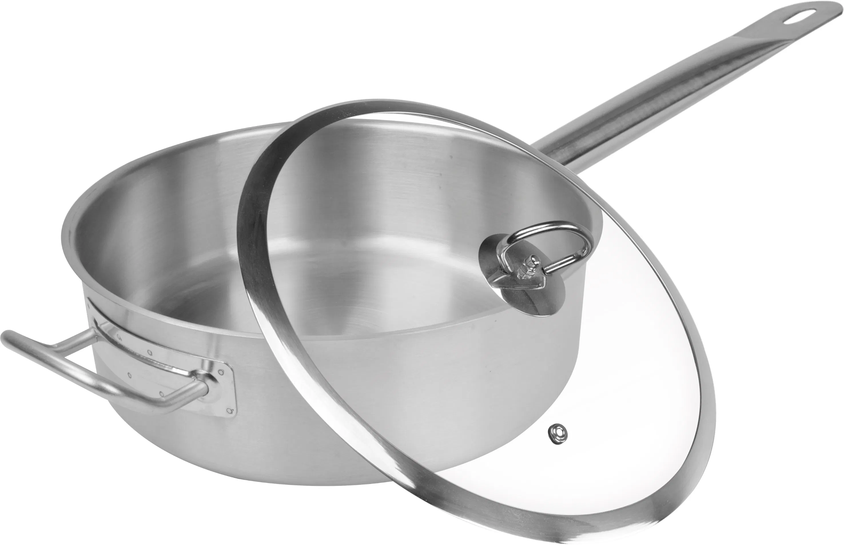 Кастрюля сотейник нержавеющая короткая с одной ручкой