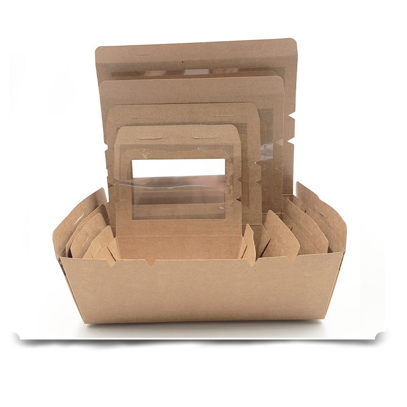 Disposable Custom Eco Food Grade Kraft Paper Takeaway Lunch Box