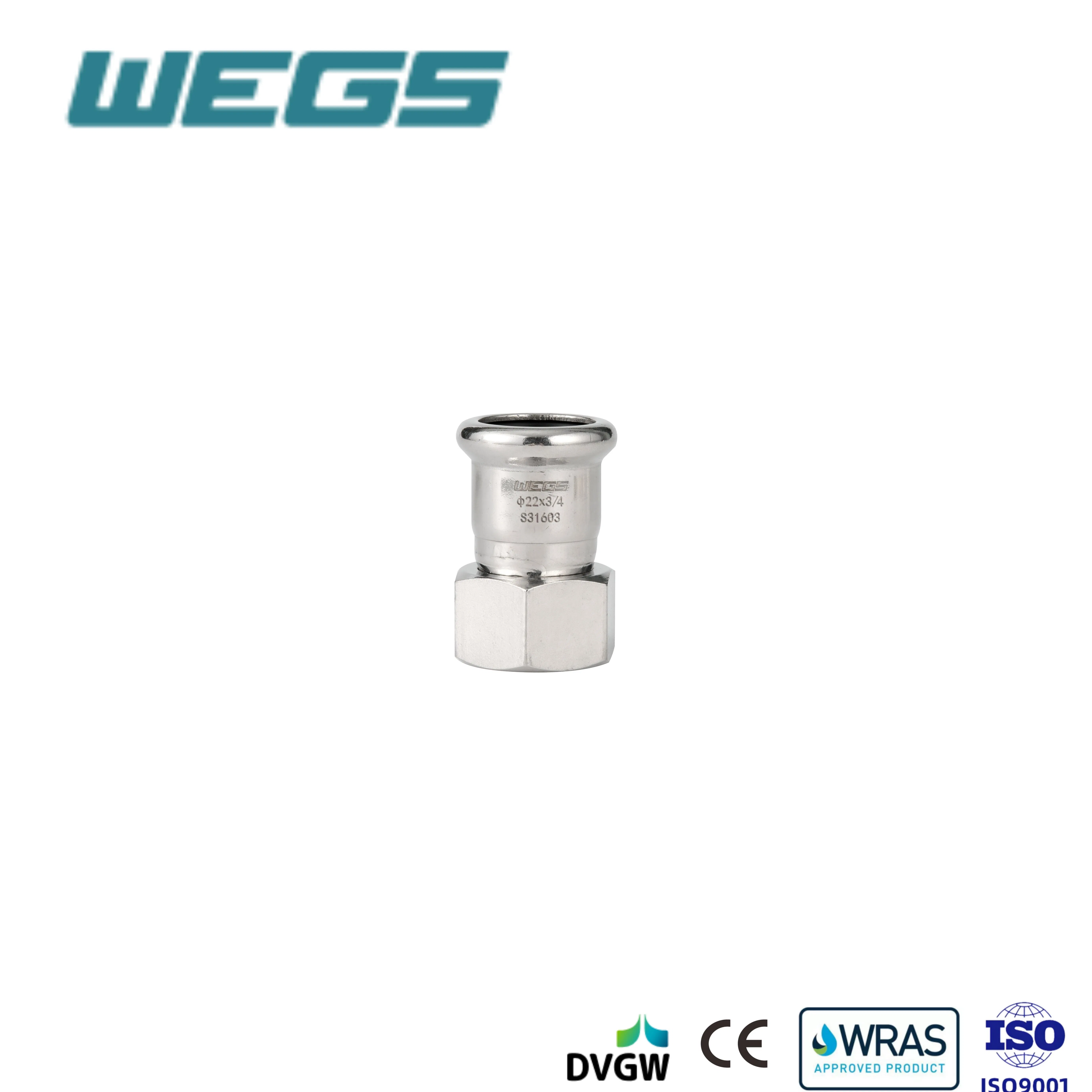 Wegs 304/316L Stainless Steel Press Fitting Female Adapter for Drinking Water System