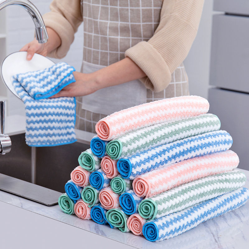 Ultra-Absorbent Microfiber Coral Fleece Dish Towel for Kitchen Cleaning