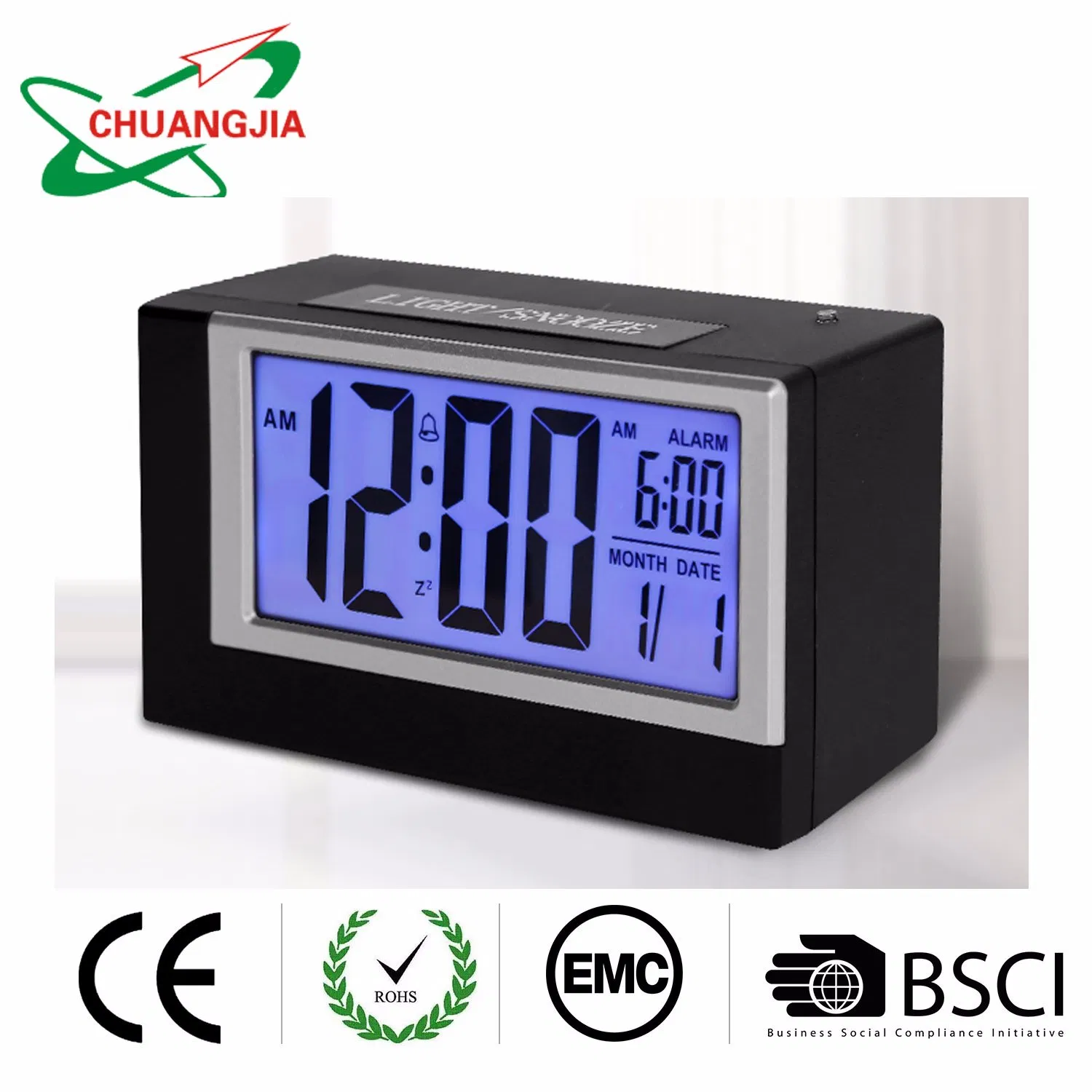 Factory Smart Nightlight Alarm Clock Table Electronic Clock Battery Operated for Home Office