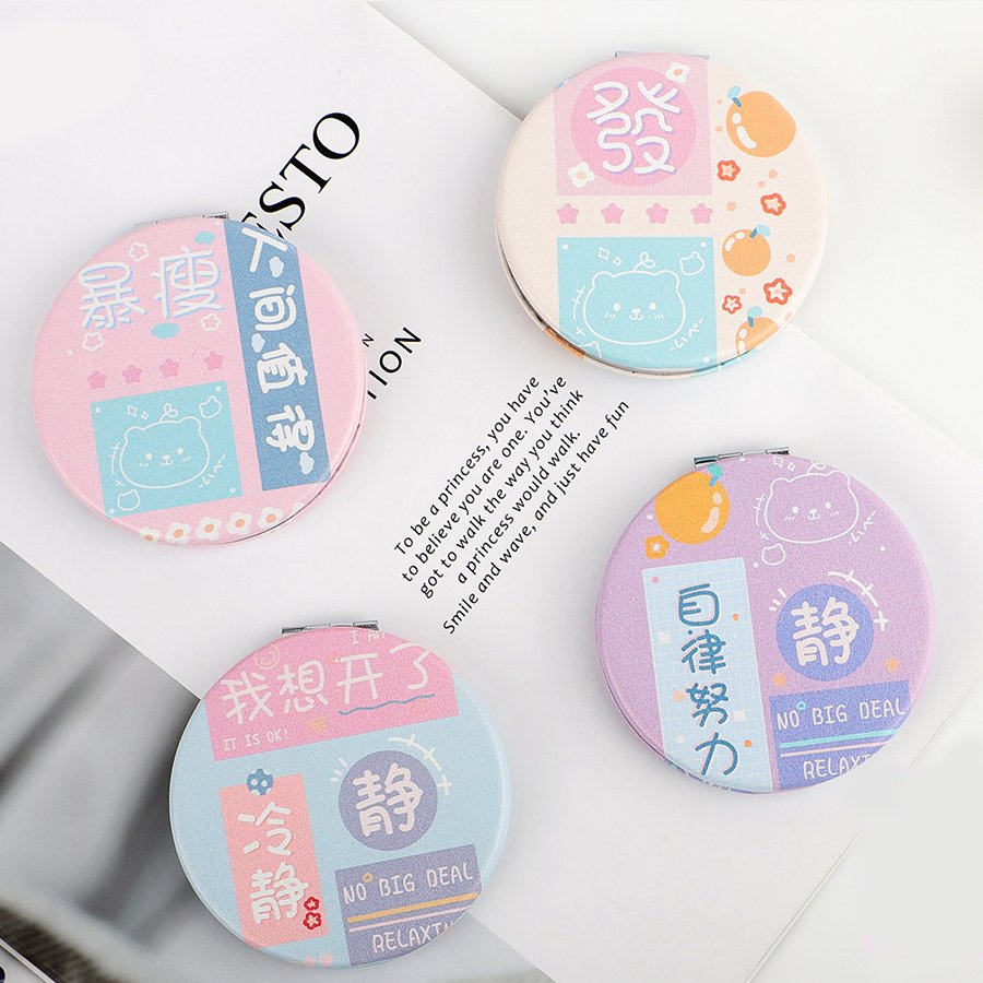 Manufacturer Direct Sales New Fashionable Heart-Shaped Strawberry Print Handheld Portable Mini Gift Makeup Mirror