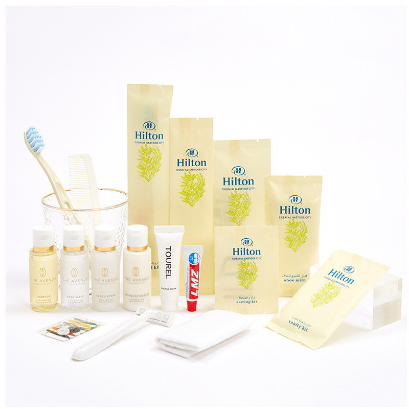 Personalized Custom Logo Disposable Hotel Size Toiletries Set Manufacturers OEM 5 Star Hotel Guest Room Amenity Kit