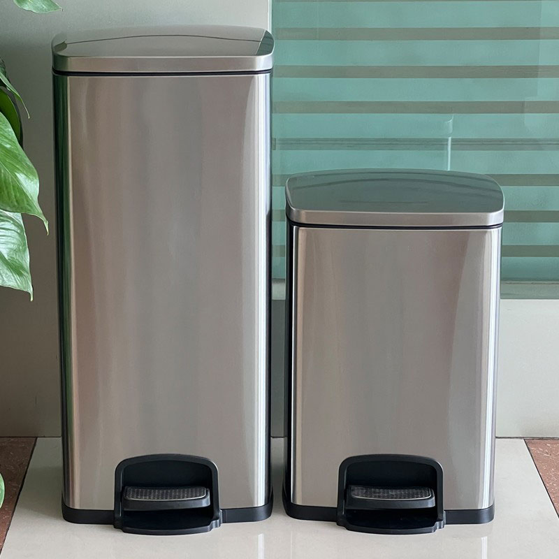 Мусорное ведро с педалью 12л, нержавеющая сталь