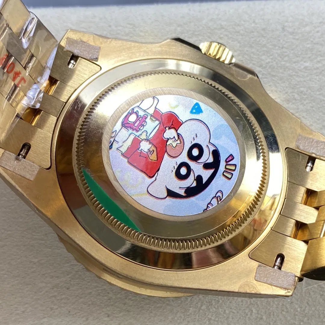 Luxury Gmt Supercloning Watch Gold Stainless Steel Natural Stone Dial 24 Hour Bezel