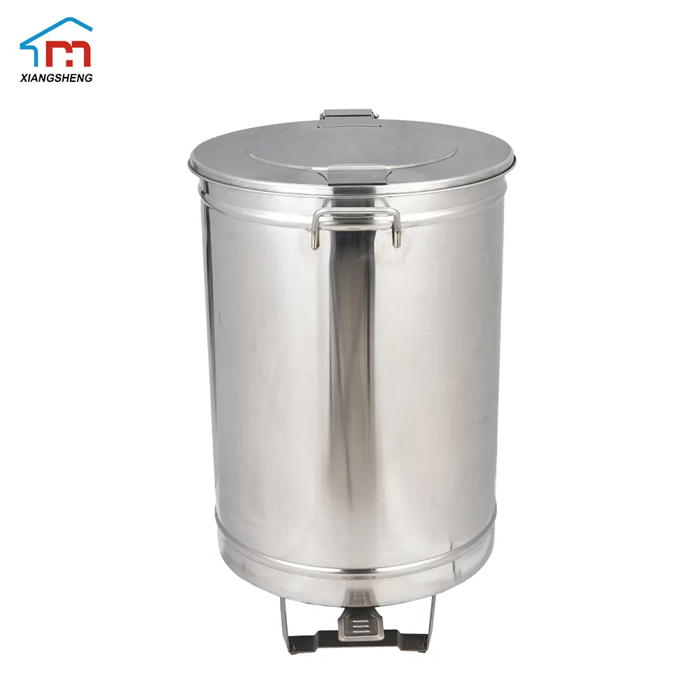 Xiangsheng 50L Stainless Steel Garbagin Can Trash Bin with Foot Pedal