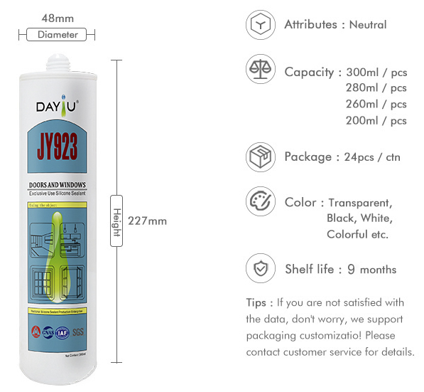 White Jayo Adhesive Glue Waterproofing Window Silicone Sealant for Curtain Wall