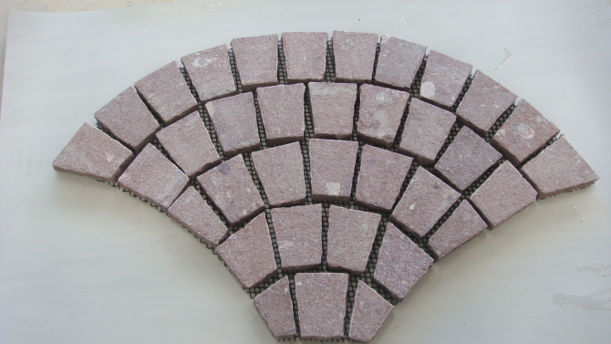 Meshed Fan Shaped Paving Stone Driveway Paving Granite Block Paved Stone Driveways