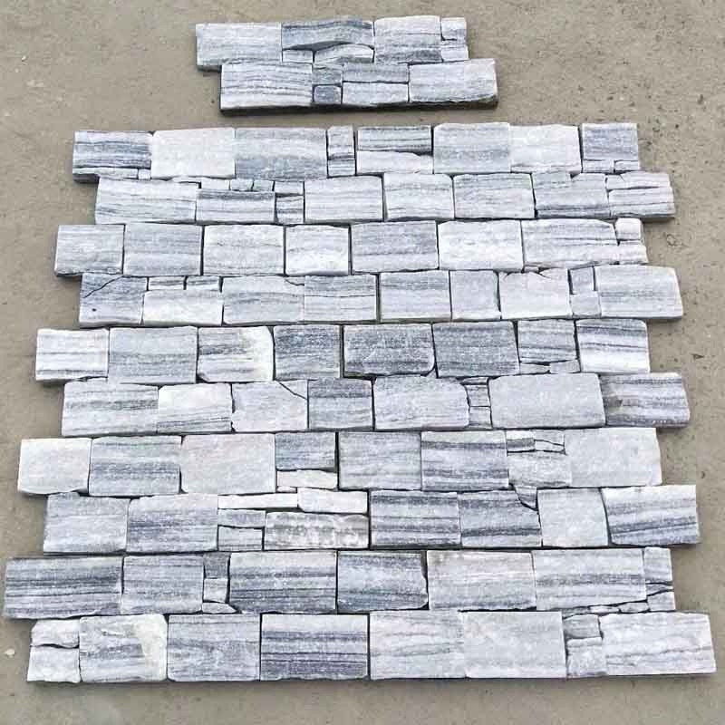 SMC-Cc178 Grey White Marble Cement Back Stacked Ledge Stone