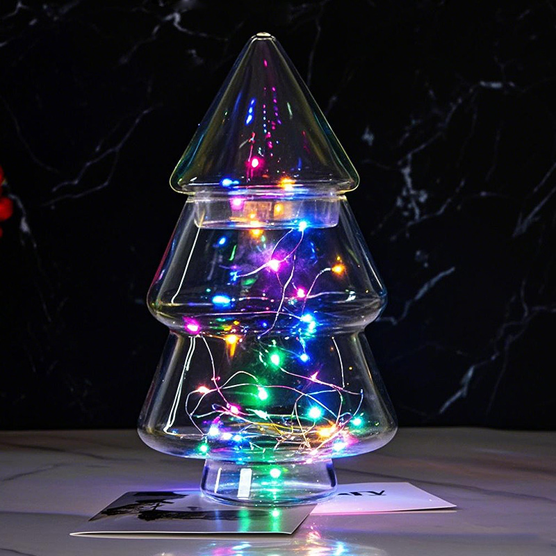 Glass Christmas Tree Shaped Candies Cookies Coffee Capsules Storage Jar Gifts