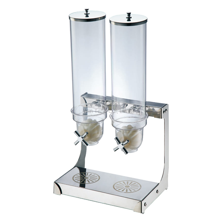 Commercial Double Heads Hotel Restaurant Portable Manual Plastic Grain Dispenser with Base for Display