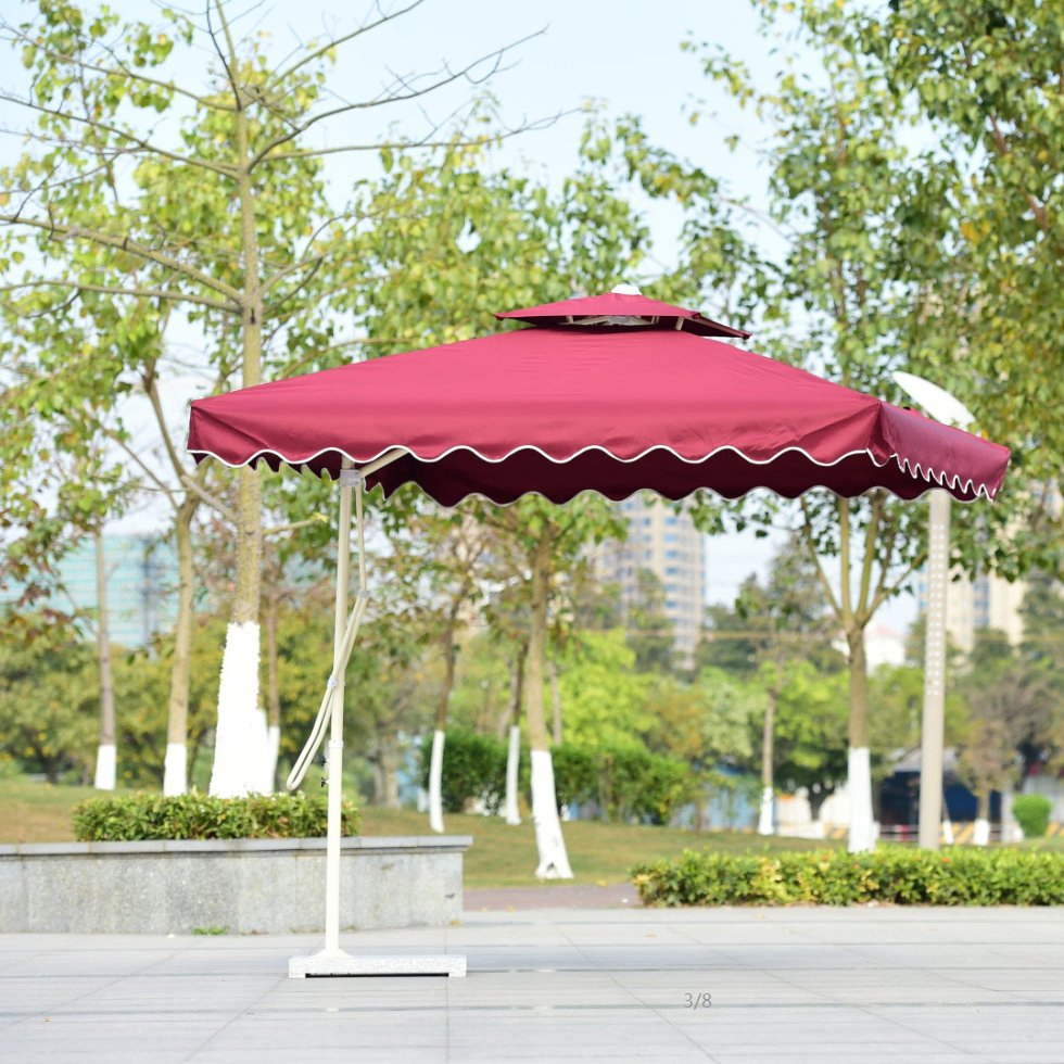 Excellent Big Outdoor Side Pole Roma Garden Umbrella Double Top