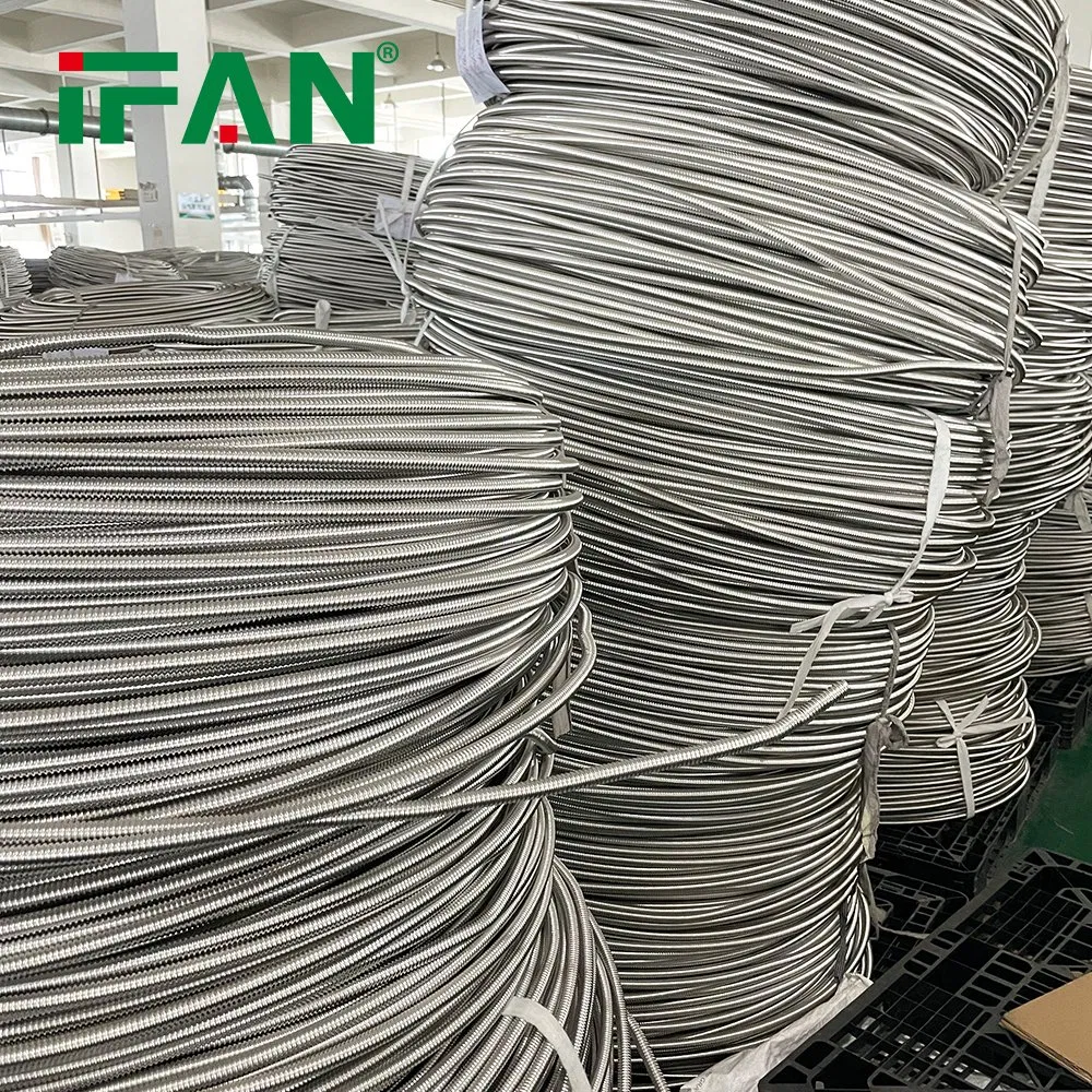 Ifan Water Supply Corrugated Flow Resistance 30m Water Pipe Stainless Steel Hose Flexible Ss Metal Pipe with High Flexibility