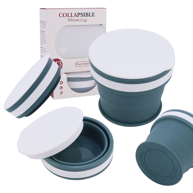 Reusable Pocket Size 270ml Lightweight Silicone Portable Collapsible Folding Coffee Cup for Travel