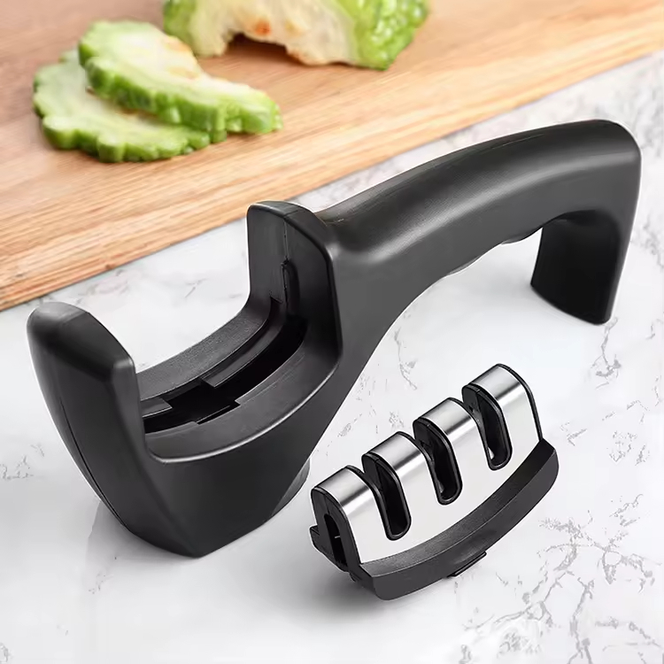 Manufacturer 3-Stage Manual Stainless Steel Kitchen Sharpener Handheld Knife Sharpening Accessories
