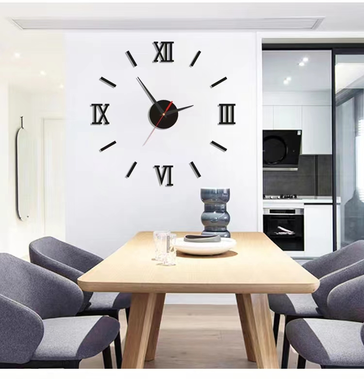 Luxury DIY Wall Clock Roman Numerals 3D Number Clocks