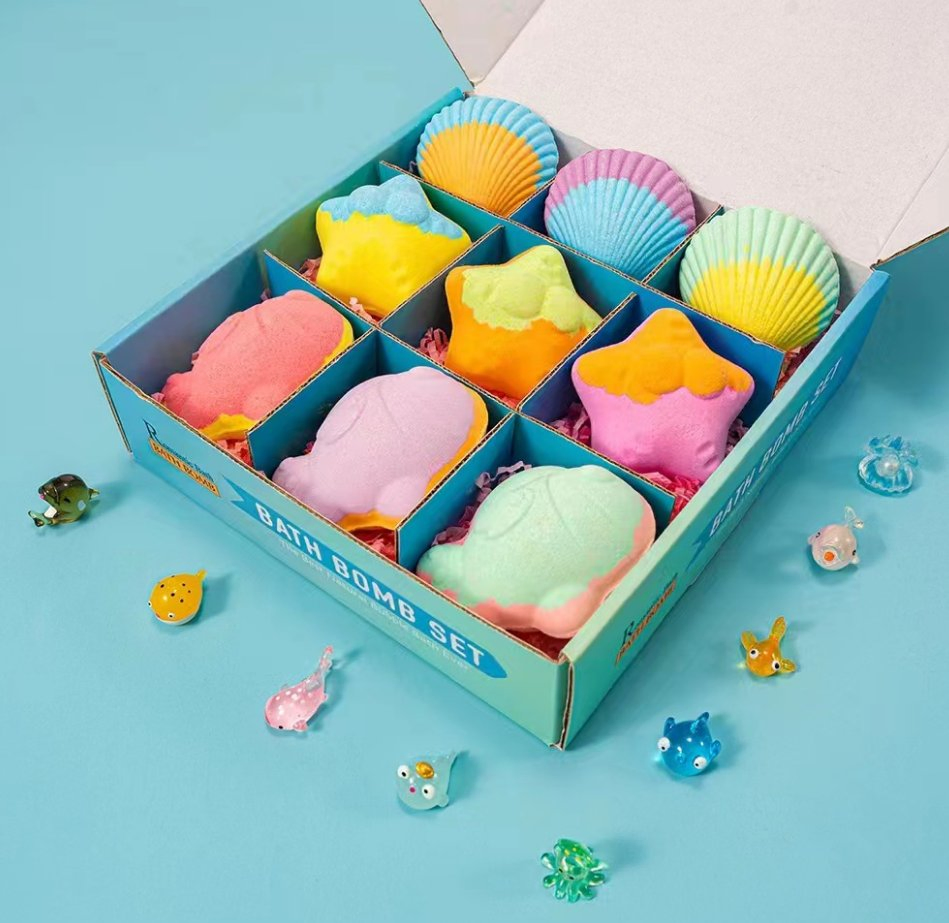 Online Wholesale and Retail Kids Sea Star Shell Fish Shaped Organic Vegan Bath Bombs Set Fizzy Essential Oil Bath Bombs Sea Salt Soap Natural Skincare Bubble