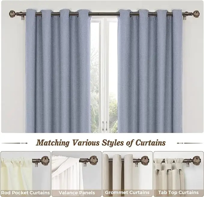 Hot Sale Window Telescoping Drapery Curtain Pole Head Curtain Rod for Windows