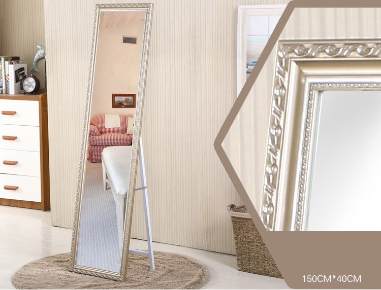 Nordic Style Foldable Furniture with Bracket Hotel Wood Full-Length Floor Mirror
