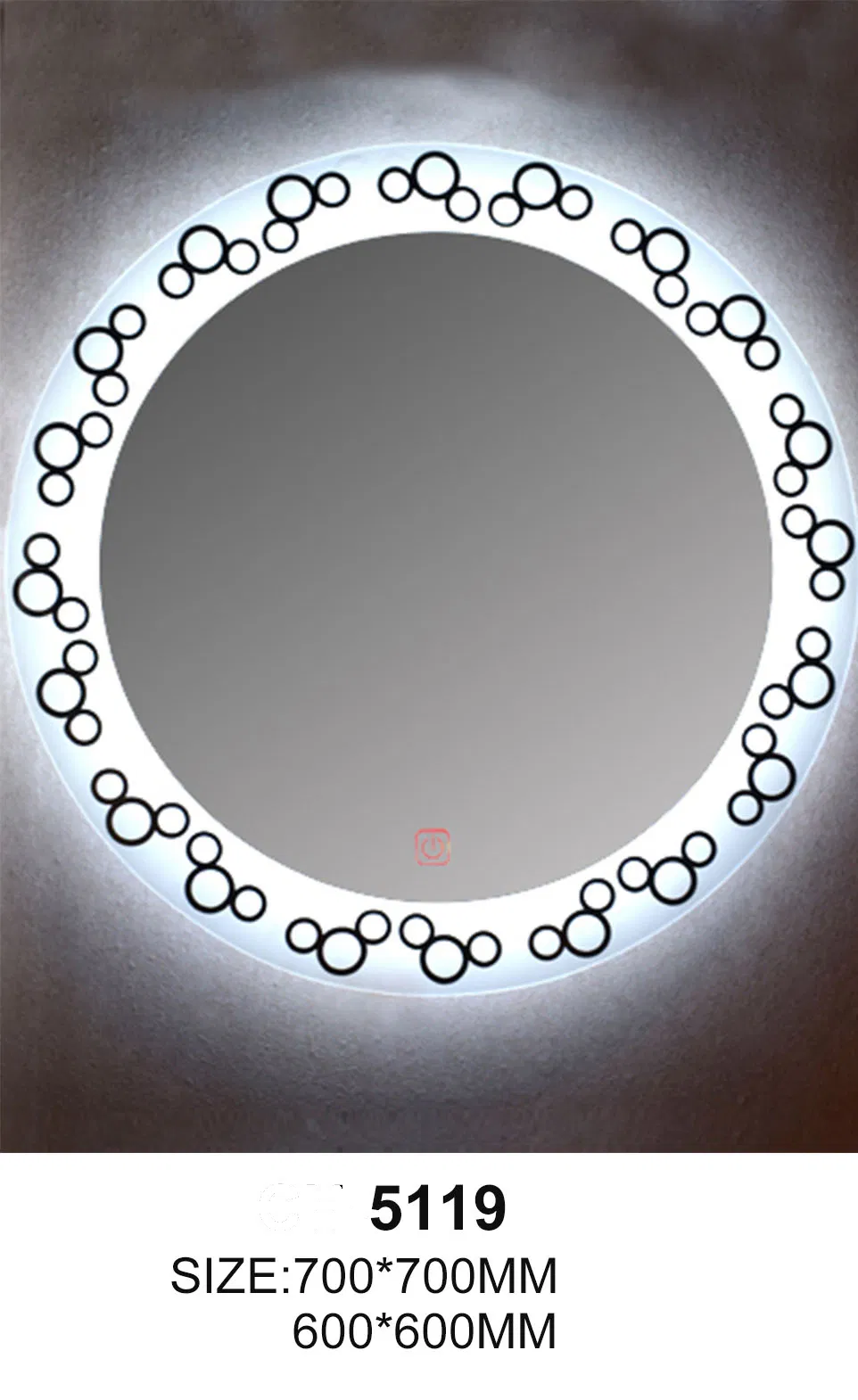 Round Dressing Decoration Light Backlit Lamp Hotel Silver Home Wall Decor Modern Furniture LED Bathroom Smart Mirror