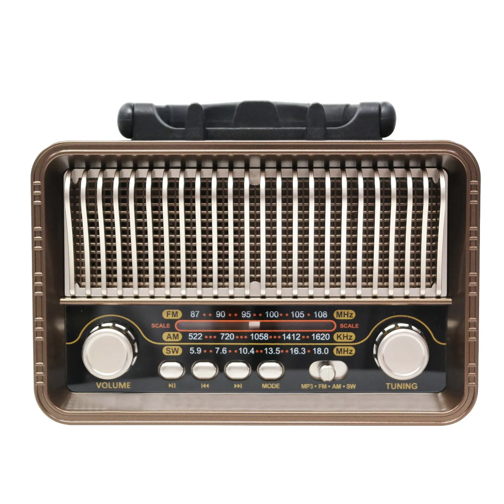 Meier M-1232BT Portable 3-Band Am FM Sw Radio, TF Card and MP3 Player, Rechargeable Speakers Bluetooth Vintage Solar MP3 Player