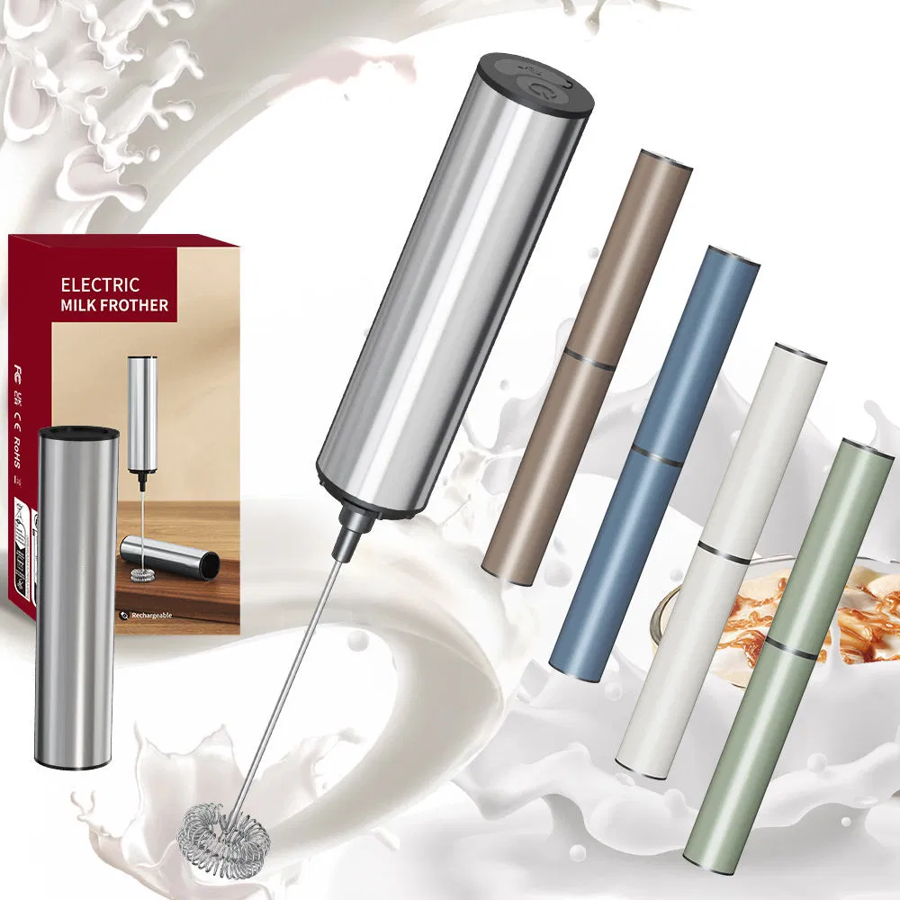 Rechargeable Milk Frother Handheld Foam Maker with Stainless Whisk for Cappuccino, Latte, Coffee, Protein Powder, Matcha