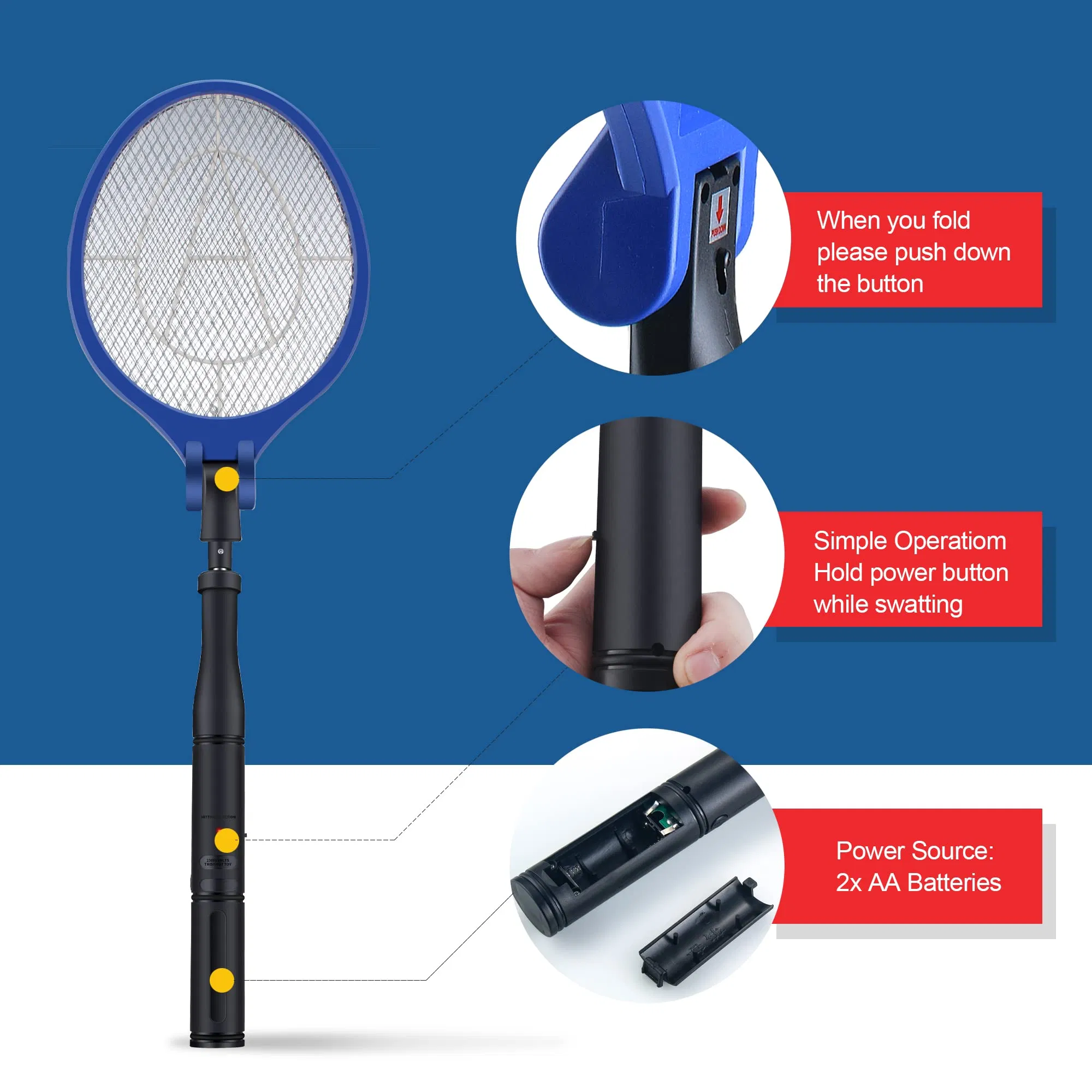 Wholesale ODM Travel Retractable Electric Fly Swatter Bug Zapper Mosquito Killer