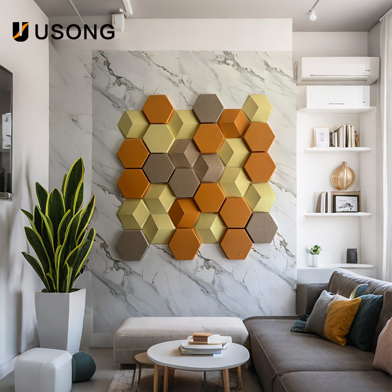 Fire Prevention Polyester Fiber Hexagonal 3D Acoustic Wall Panel - Usong