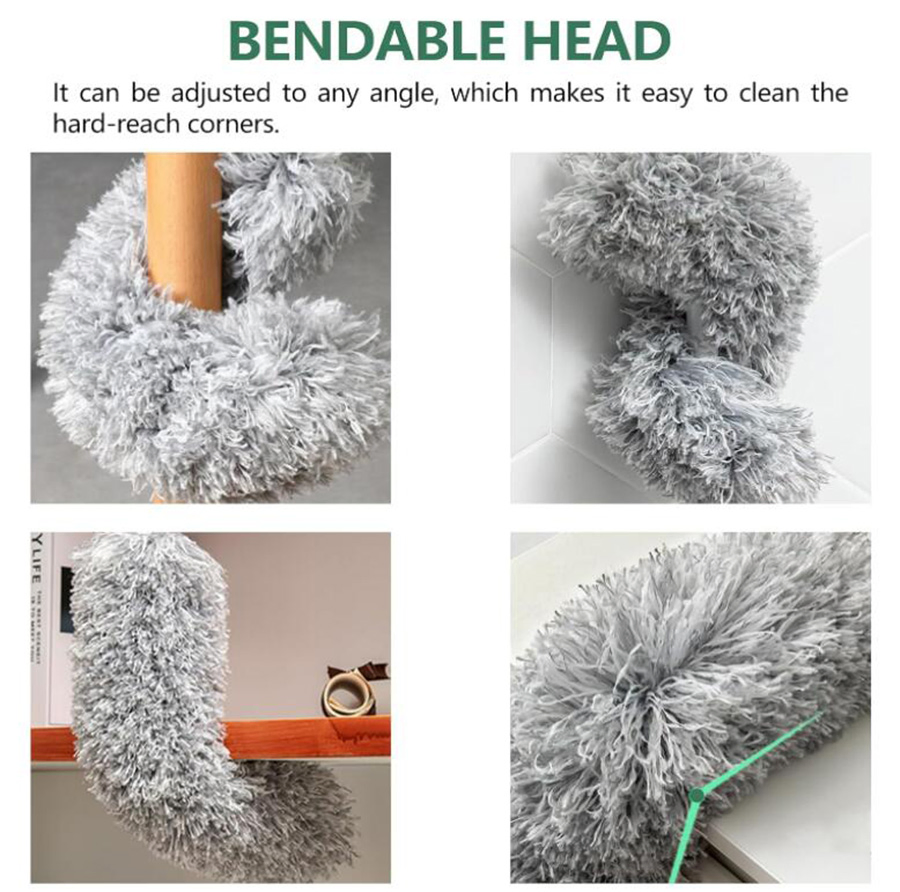 100-Inch Bendable Microfiber Head Washable Extra-Long Dusters with Extension Pole