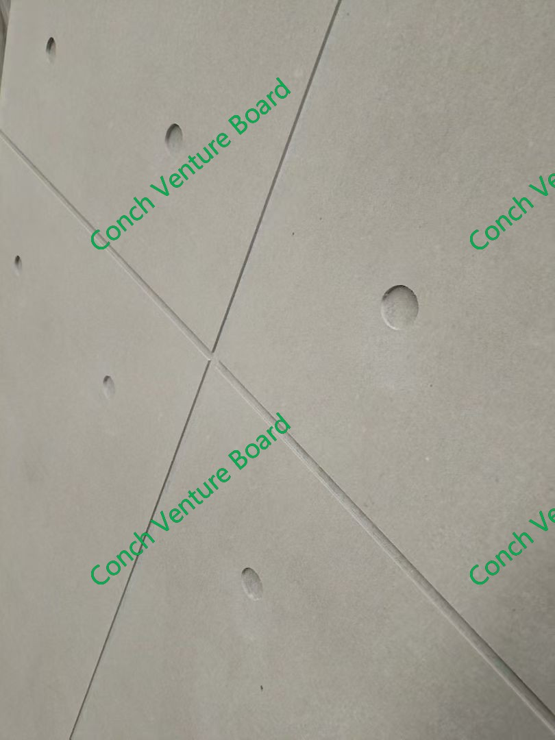 Plain Fiber Cement Board with Perforation and Slot for Wall Decoration