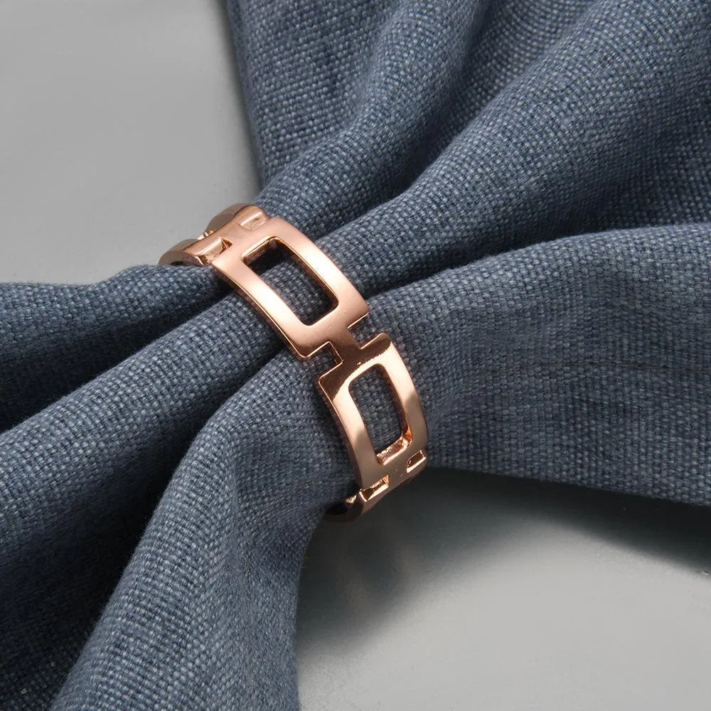 Metal Square Hollow Geometric Simple Gold Napkin Ring