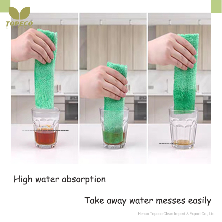 Topeco Bamboo Fiber Non-Stick Oil Cleaning Cloth Kitchen Washing Dish Towel 6 Colors