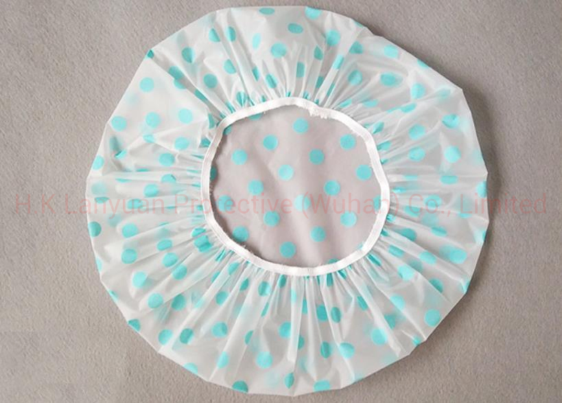 Disposable PE Shower Cap with Heart-Shaped in Yellow