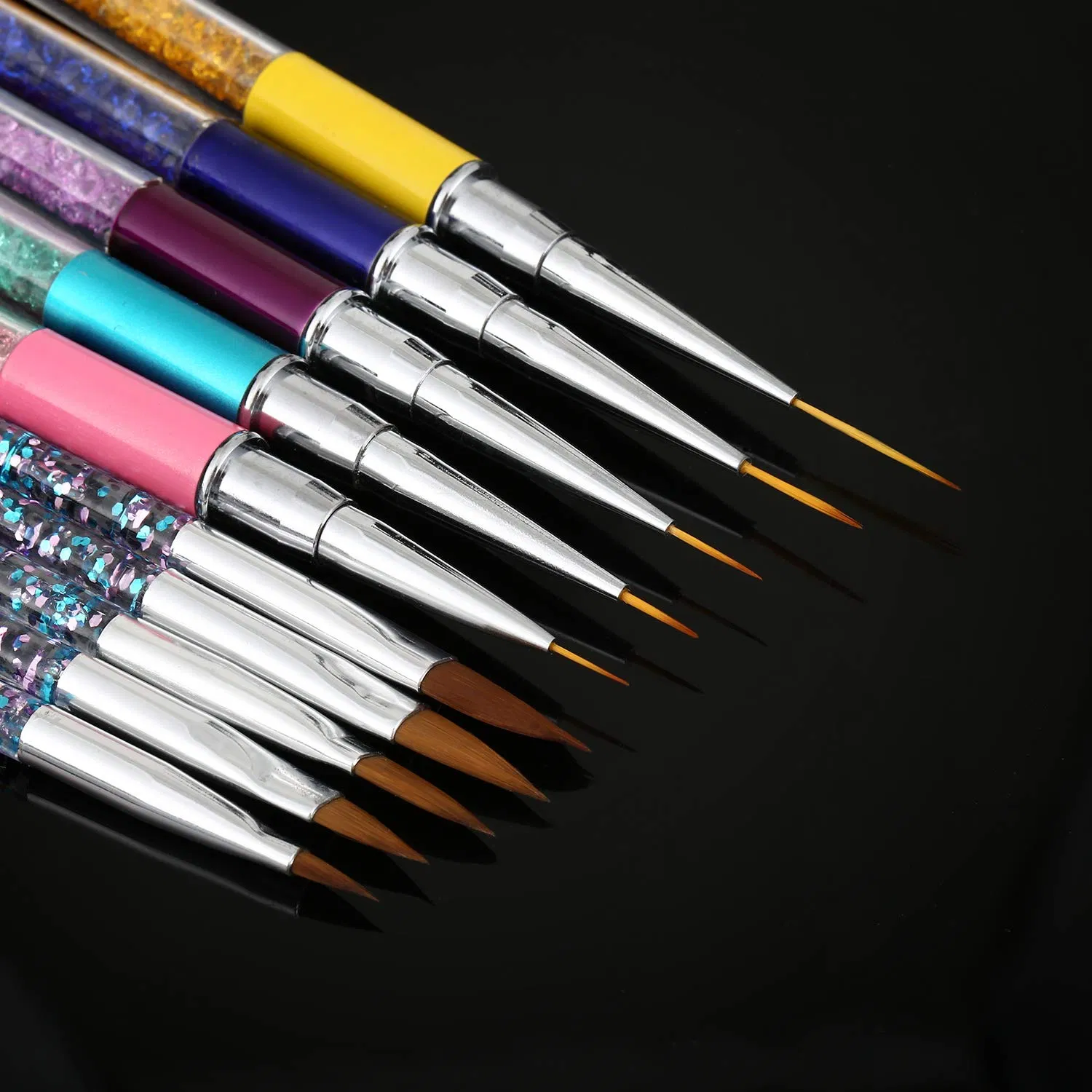 Popular 10 Pieces 3D Nail Art Brushes Set Nail Liner Nail Painting Design Pen Brushes