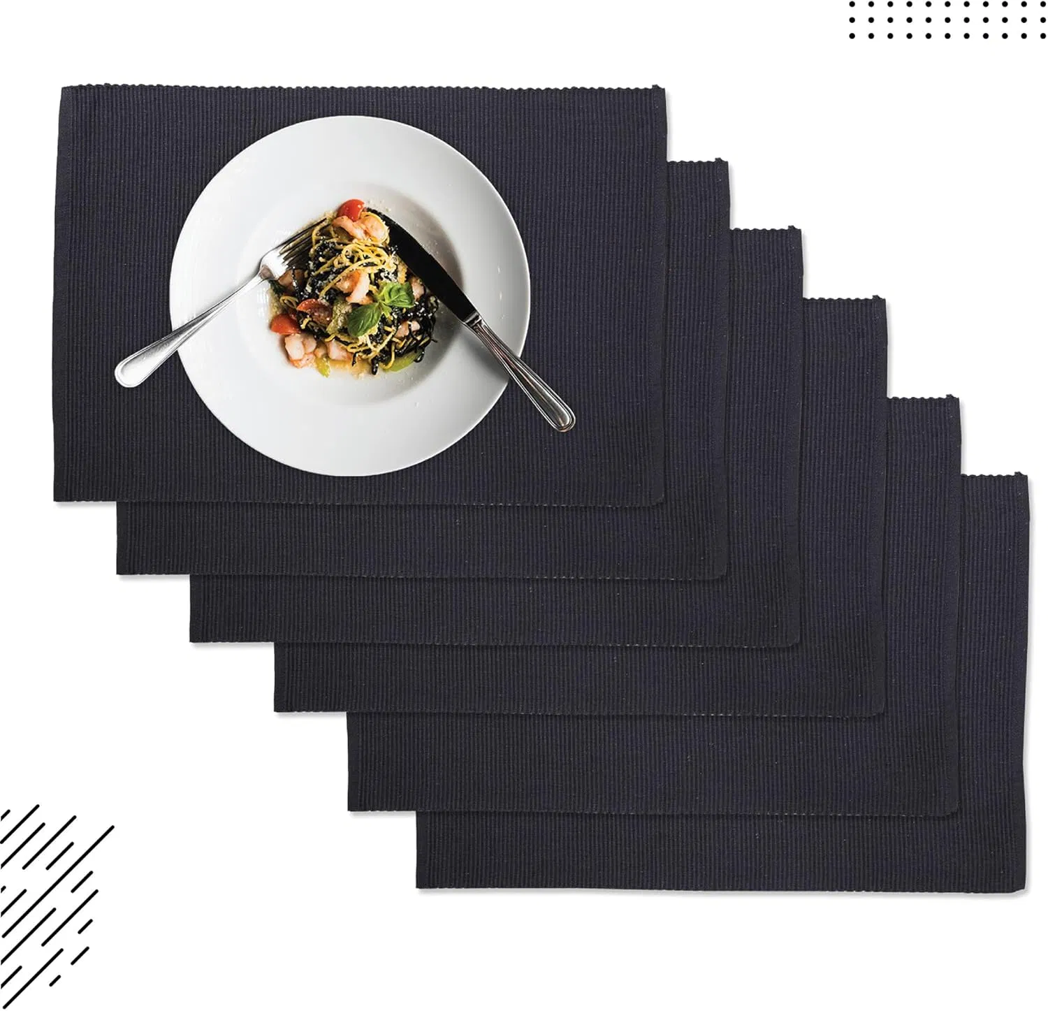 Good Quality Customised Modern Colours 48X33 Cm Ribbed Cotton Fabric Placemats