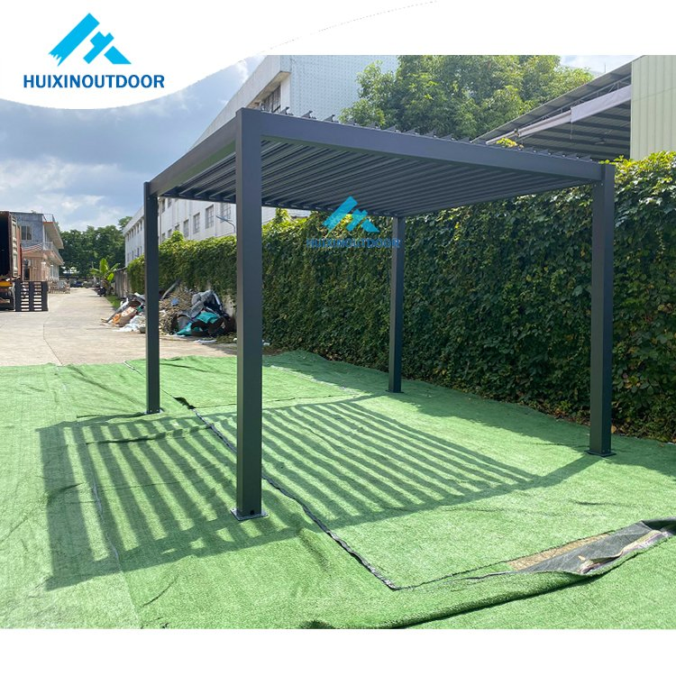 Louvre Pergola Outdoor Tent with Metal Glass Sliding Roof Gazebo