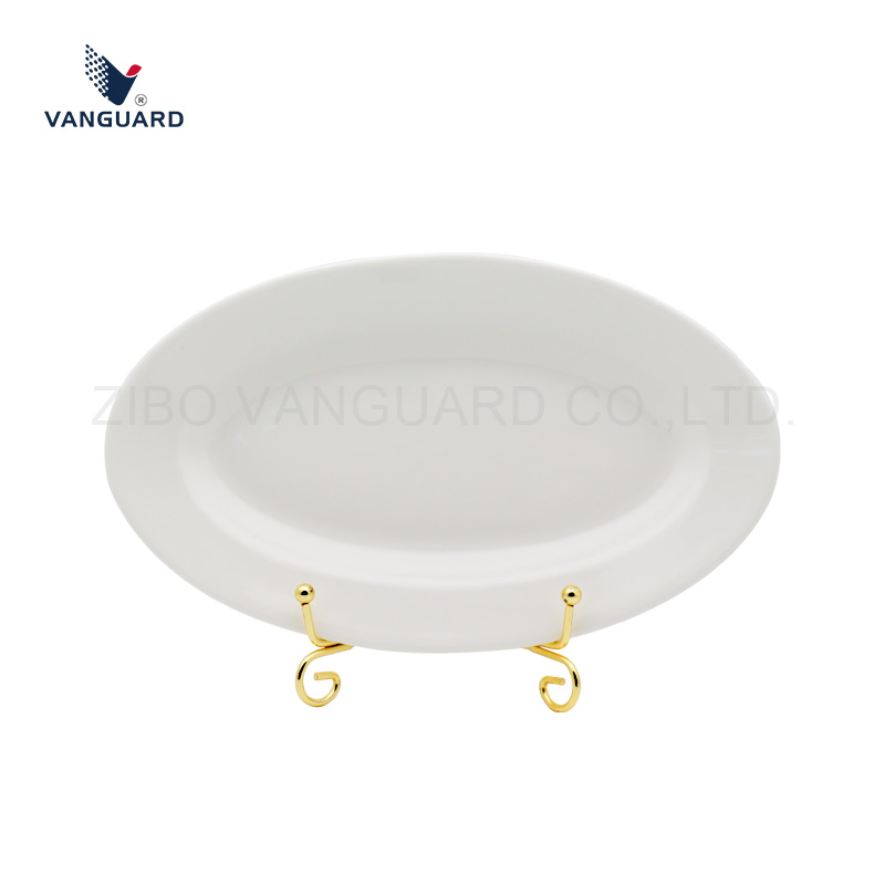High Quality Porcelain Oval Dinnerware White Custom Printing Ceramic Salad Plate