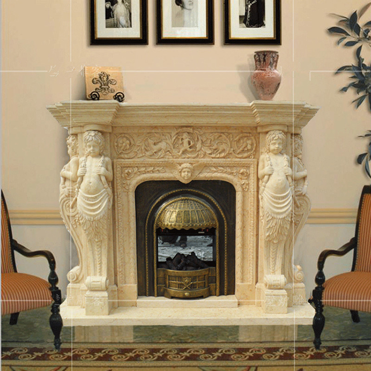 Home Decoration Modern Design Luxury Stone Black Fireplace