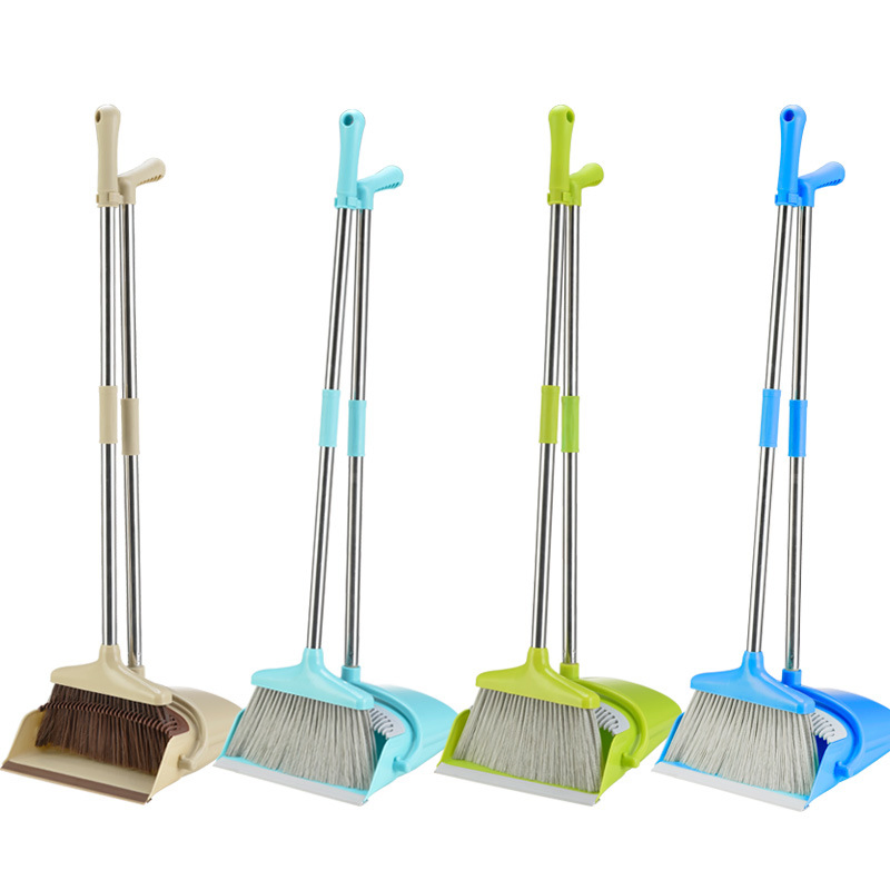 Upgrade Broom and Dustpan Set, Self-Cleaning with Dustpan Teeth