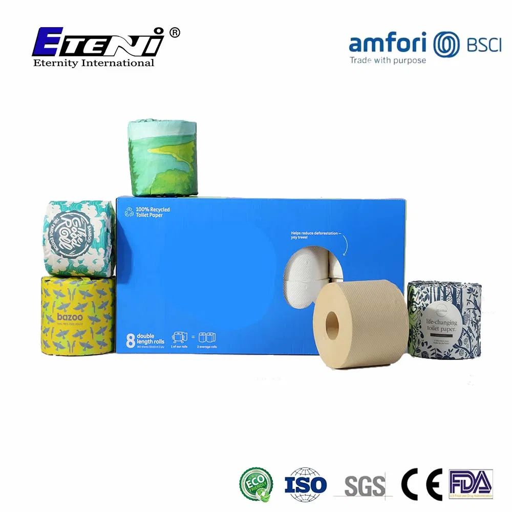 Bamboo Pulp White/Unbleached Customized Ecf Bleached Bamboo Toilet Paper Roll