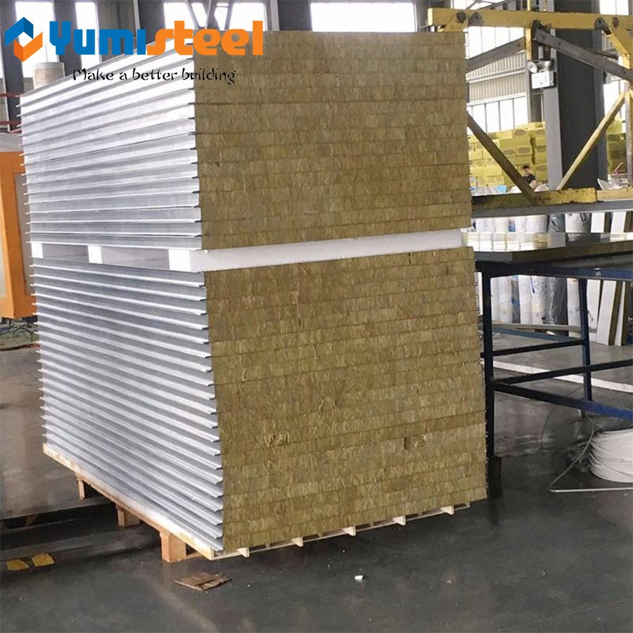 100mm Sound Absorption Rockwool Sandwich Composite Roofing/Wall Panel