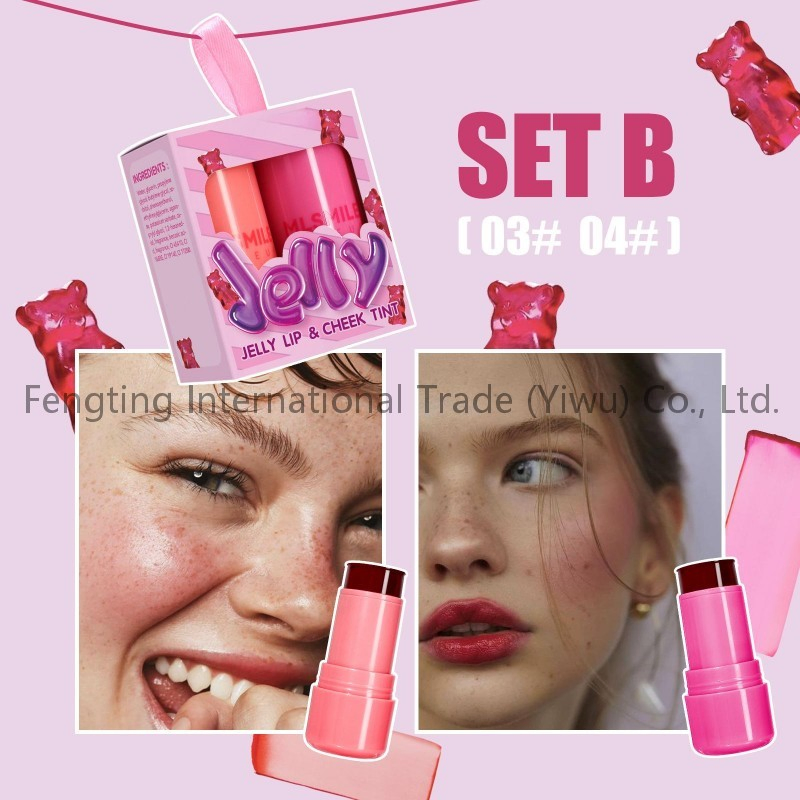 Custom Logo Jelly Stick Blush Tint for Lip and Cheek Aloe Material Cooling Water Jelly Blush Tints