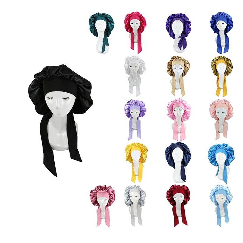 Шелковая шапочка для сна с логотипом и косой